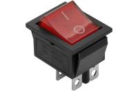 Выключатель клавишный красный с подсветкой 4 контакта  250В  16А  ВКЛ-ВЫКЛ  тип RWB-502  SC-767  IRS